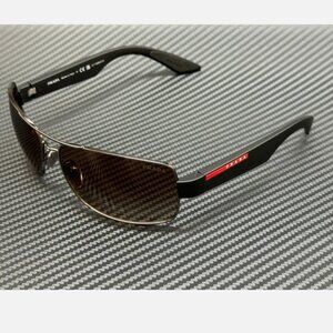 Prada Gunmetal Brown 65mm Sunglasses New